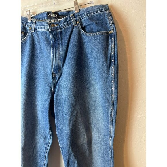 Style & Co. Women 100% Cotton Heavyweight Jeans Fully Studded Side Leg Sz 22WR - Picture 3 of 8